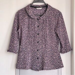 ROSARIA Floral Button-Up 3/4 Sleeve Peplum Blouse
